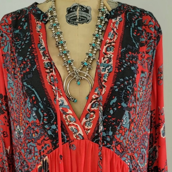 Free People If Only You Knew Maxi Dress in the Size Small Red & Teal! - Picture 3 of 8